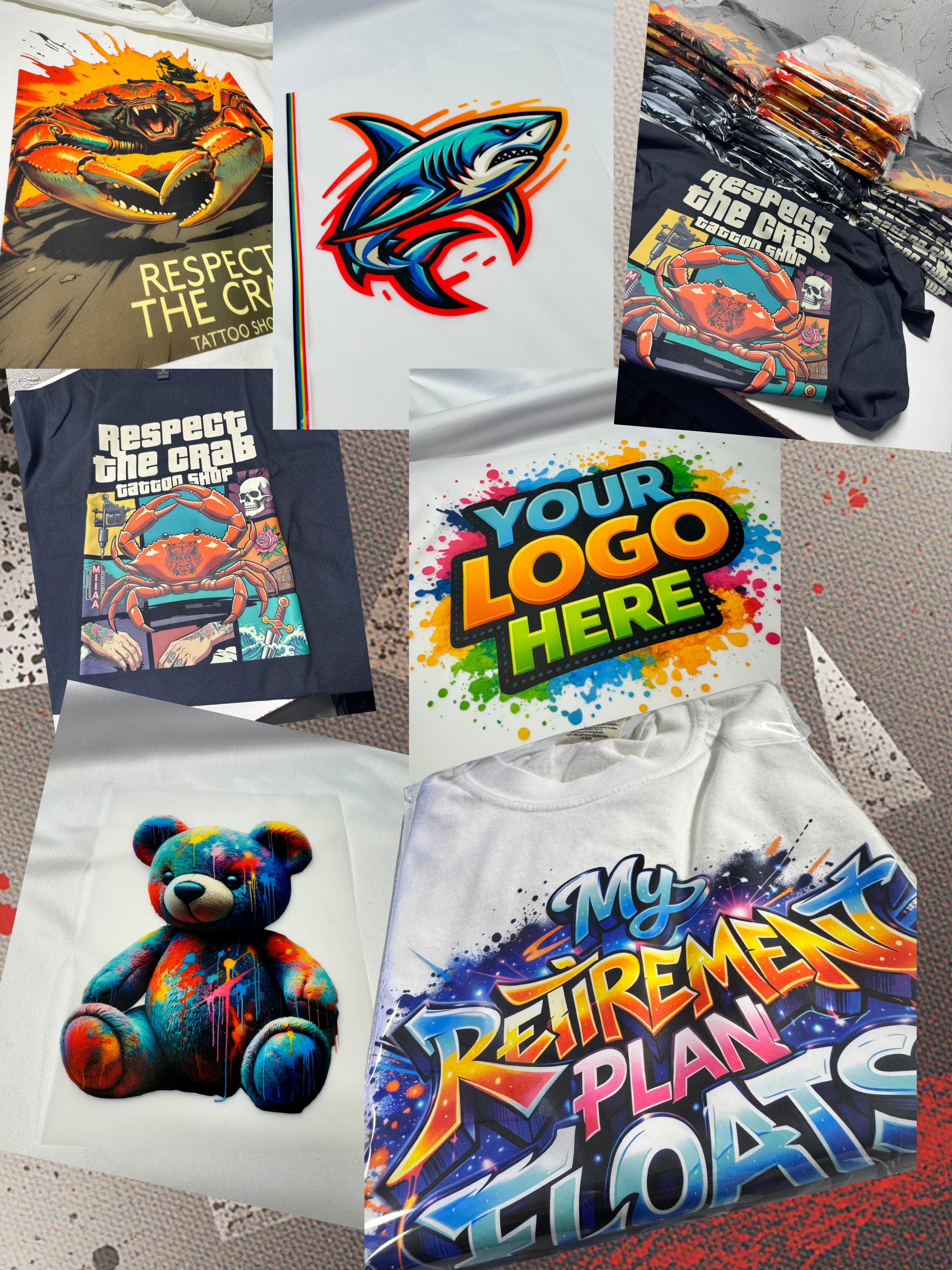 DTF transfer by size